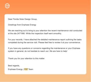 Enphase Field Service Tech Email Results